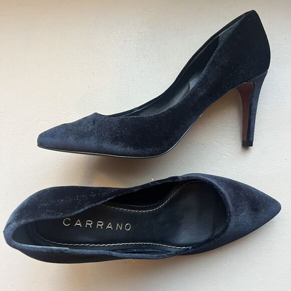 Carrano Rafaella Black Velvet Pointed Toe Classic Heels Pumps Women 8 Brazil - Picture 14 of 14